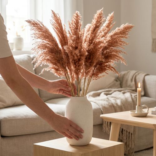 Suszona trzcina dekoracyjna morelowa 75 cm 10 szt. Boho trawa pampasowa | Floristik24.pl