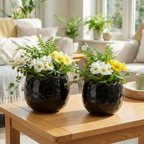Doniczka Ceramiczna Jajko Czarna Doniczka Czarna Ø12cm 2szt | Floristik24.pl