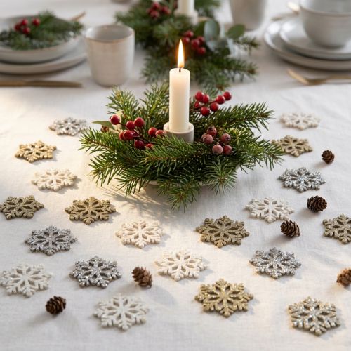 Śnieżynki drewno brokatowe mix Ø2cm 144szt | Floristik24.pl