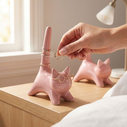 Produkt Dekoracyjna figurka kota, idealna dekoracja do sypialni i łazienki, 14 cm, 2 sztuki
