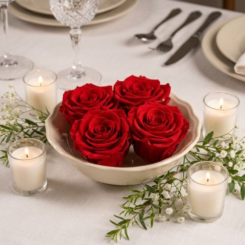 Prawdziwe główki róż Infinity Roses Red Premium Ø8,5cm 4 szt. | Floristik24.pl