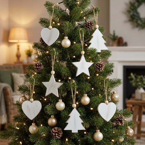Produkt Drewniane wieszaki różne. Białe 5-6cm 6 sztuk