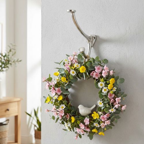 Hak ścienny w stylu vintage srebrny metalowy haczyk dekoracyjny wys.22cm | Floristik24.pl