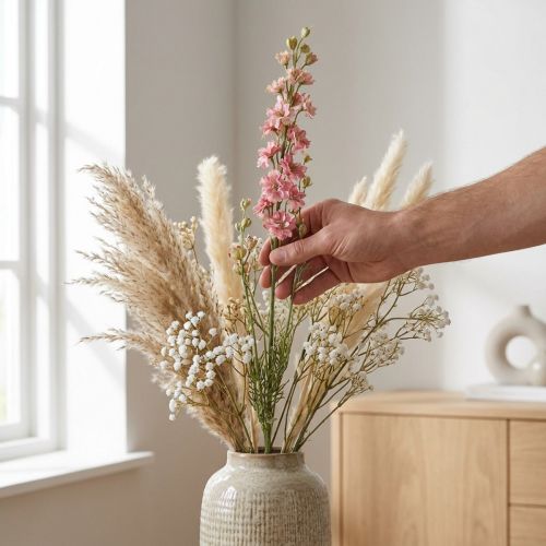 Suszona (sztuczna) ostroga różowa Delphinium, wazon dekoracyjny 64 cm 25 g | Floristik24.pl