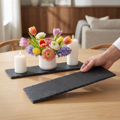 Deska łupkowa długa, taca ozdobna kamień naturalny 40×13cm 2szt | Floristik24.pl