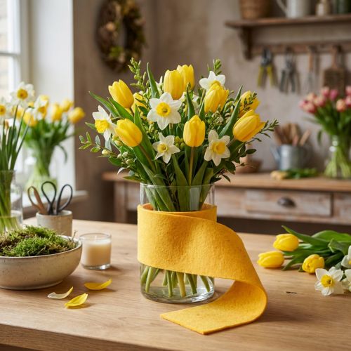 Wstążka filcowa 15cm x 5m żółta | Floristik24.pl