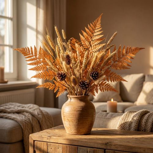 Pomarańczowa konserwowana paproć, dekoracja 45 cm, 10 sztuk, dekoracja domu DIY | Floristik24.pl