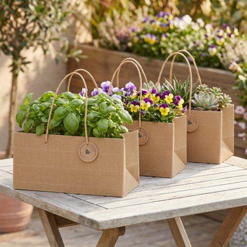 Produkt Worki na rośliny papierowe naturalne prążkowane 24x12x12cm 8 szt