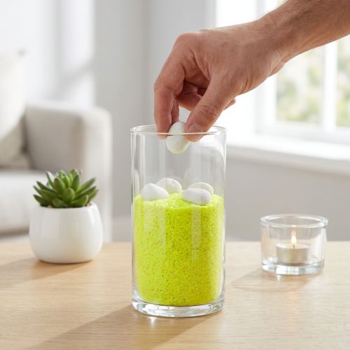 Piasek dekoracyjny żółty neonowy 0,5mm piasek neonowy żółty 1kg | Floristik24.pl