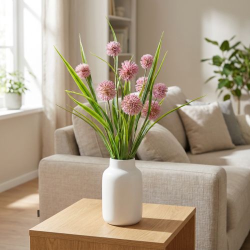 Sztuczne kwiaty kuliste Allium ozdobne cebulowe sztuczny róż 45cm | Floristik24.pl