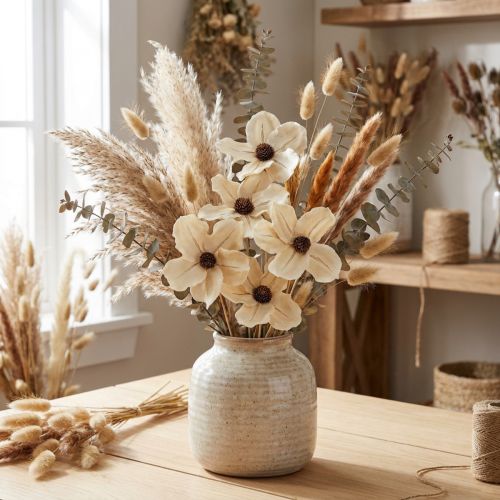 Produkt Kwiatek drewniany jako zatyczka, bielony Ø9-12cm L45cm 15 sztuk