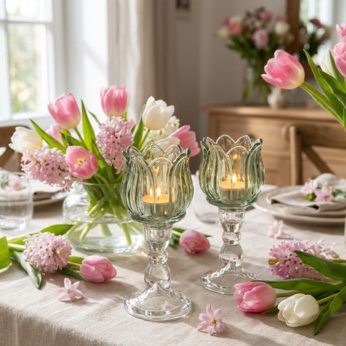 Świecznik typu Tulip, szklany,