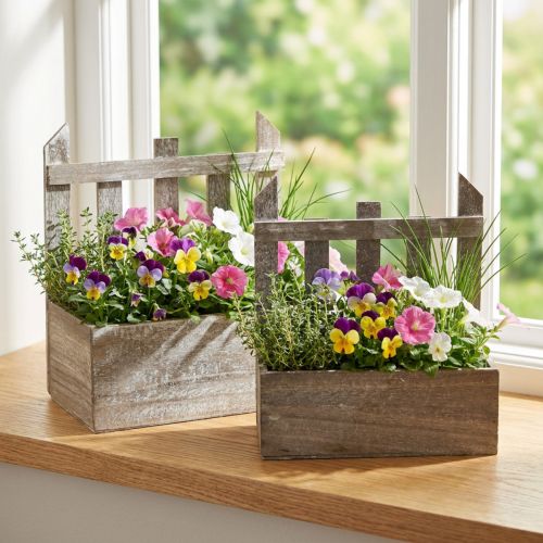 Drewniana donica mini doniczka dł. 22/25 cm zestaw 2 szt. | Floristik24.pl