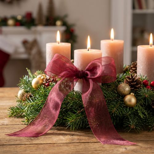 Produkt Wstążka organza wstążka materiałowa Organza Bordeaux 25mm 50m