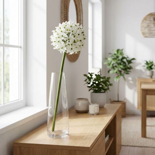 Kwiat Dekoracyjny Allium, Sztuczny Por Kulisty, Ozdobny Biały Ø20cm L72cm | Floristik24.pl