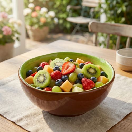 Produkt Ceramiczna miska do serwowania, wzór kiwi. Idealna na stylowe stoły jadalniane i bufety. 15 cm