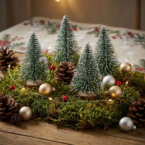 Mini choinki ośnieżony zimowy las Ø5cm wys.8cm 12 szt. | Floristik24.pl