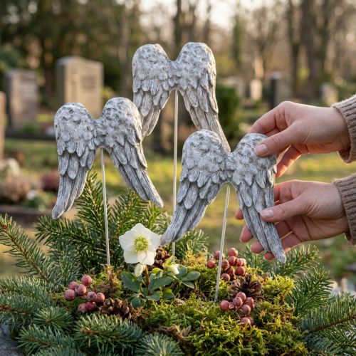 Ozdobna zatyczka skrzydełka anioła 10cm 3 szt | Floristik24.pl