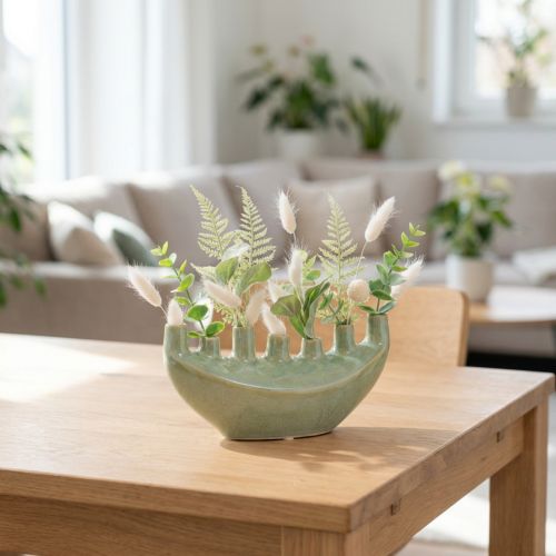 Wazon dekoracyjny Łódka Wazon ceramiczny Jasnozielony 23×8,5×11cm | Floristik24.pl