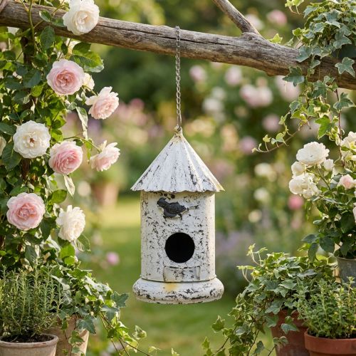 Produkt Ozdobny domek dla ptaków, dekoracja wisząca dekoracja ogrodowa metal W36cm