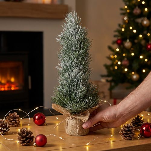 Mini choinka sztucznie dośnieżana w worku H41cm | Floristik24.pl