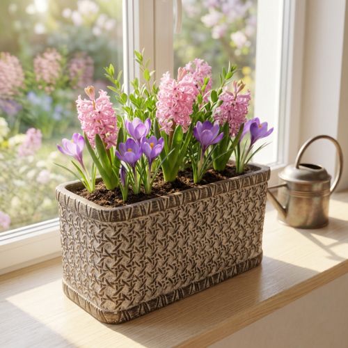 Sadzarka Ceramiczna miska do sadzenia Brązowy, biały 23×11×11cm | Floristik24.pl