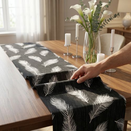 Bieżnik na stół z motywem piór 30cm x 500cm | Floristik24.pl