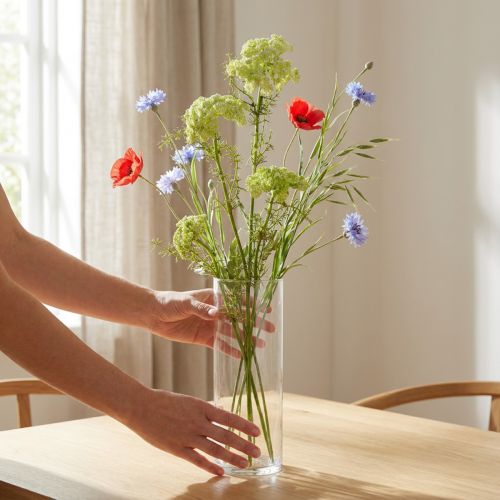 Koperkowa sztuczna roślina z długą łodygą, kwiat łąkowy zielony biały 87cm | Floristik24.pl