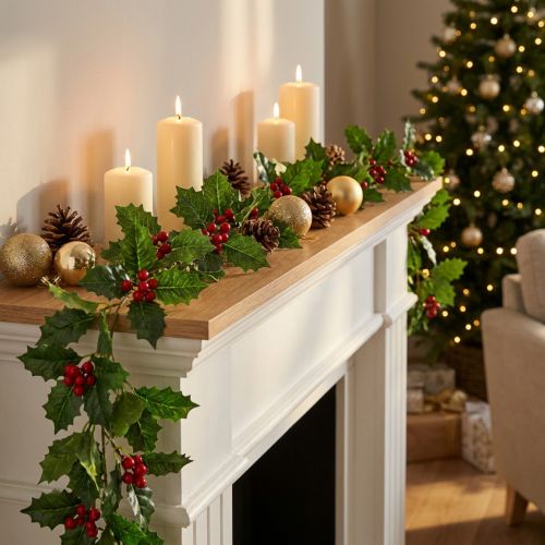 Świąteczna girlanda sztuczny ostrokrzew Ilex girlanda 160cm | Floristik24.pl
