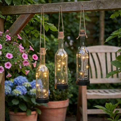 Produkt Lampy solarne zewnętrzne LED solarne butelki Ø7,5 cm wys. 31 cm 3 szt.