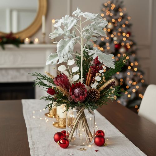 Sztuczna gałązka starzec, liść srebrny, staruszek, szczegółowa, 45 cm, 3 sztuki | Floristik24.pl