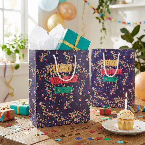 Produkt Torebka prezentowa urodzinowa „Wszystkiego najlepszego” papier 18×10×23cm 2 szt.