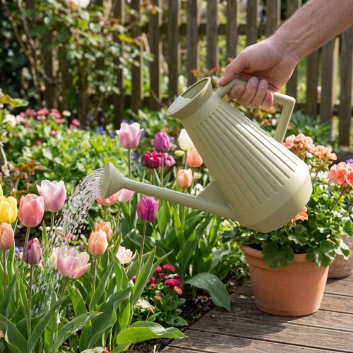 Konewka 9L w kolorze oliwkowo-zielonym z wyjmowaną różą, praktyczna do ogrodu i pielęgnacji kwiatów, solidna, 42 cm | Floristik24.pl