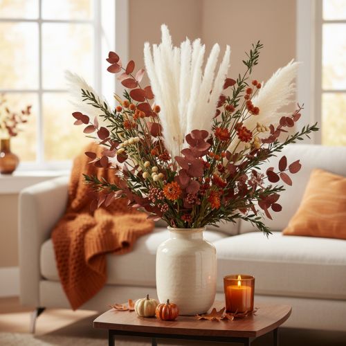 Produkt Suszone kwiaty trawy pampasowej bielone 70cm 15szt