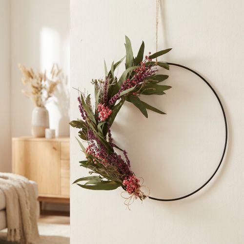 Wianek z suszonych kwiatów, lawenda, dekoracja DIY, Ø30 cm – kreatywny zestaw DIY | Floristik24.pl