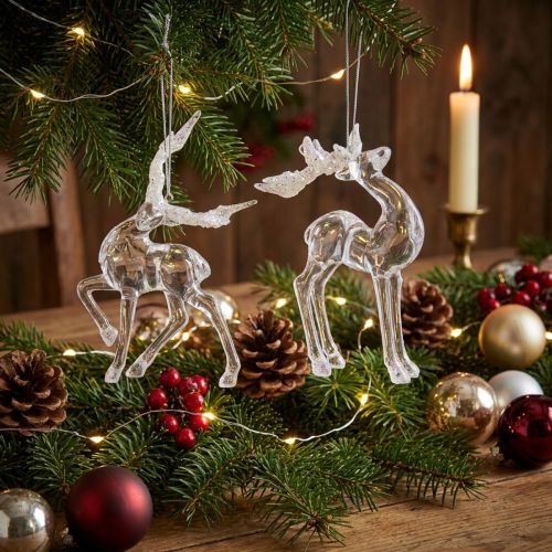 Produkt Ozdoba choinkowa jeleń figura dekoracyjna akryl 12,5/15cm 2szt