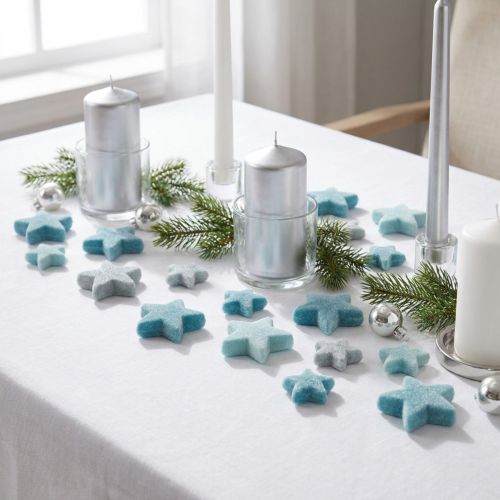 Produkt Gwiazdki dekoracyjne flokowane, posypka, niebieskie, Ø4/5cm, 40 szt.
