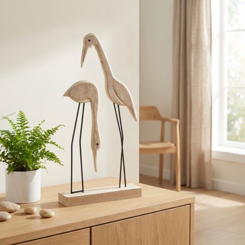 Stojak na figurki drewniane para żurawi naturalny 27,5×13cm 2 szt | Floristik24.pl