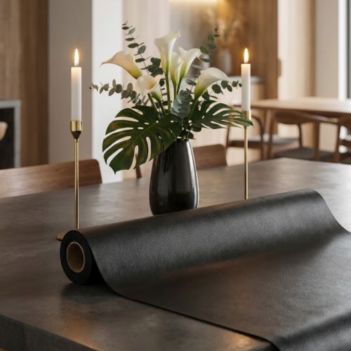 Produkt Imitacja skóry czarna tkanina dekoracyjna czarna skóra 33cm×1,35m