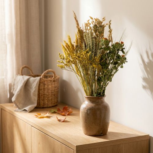 Zestaw suszonych kwiatów DIY, żółty, do kreatywnych bukietów i dekoracyjnych wieńców, 60 cm – produkt naturalny | Floristik24.pl