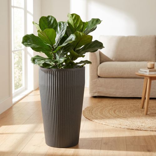 Doniczka plastikowa podłogowa antracytowa Ø28cm wys. 46,5cm | Floristik24.pl
