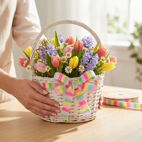 Produkt Wstążka upominkowa frotte Wstążka ozdobna w kolorowe paski 10mm 10m