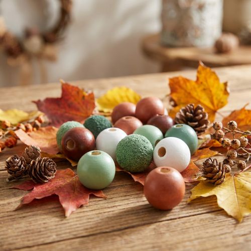 Produkt Drewniane koraliki/kulki do majsterkowania, zielone, różne kolory, Ø3 cm, 36 sztuk