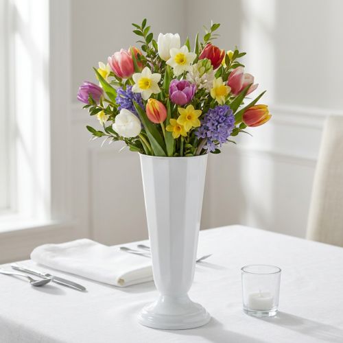 Wazon nastawny „Szwed” biały Ø13cm - 20cm, 1szt | Floristik24.pl
