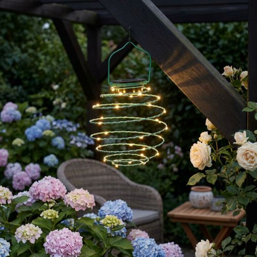 Solarna lampa ogrodowa zielona 22cm z 25LEDs ciepła biel | Floristik24.pl