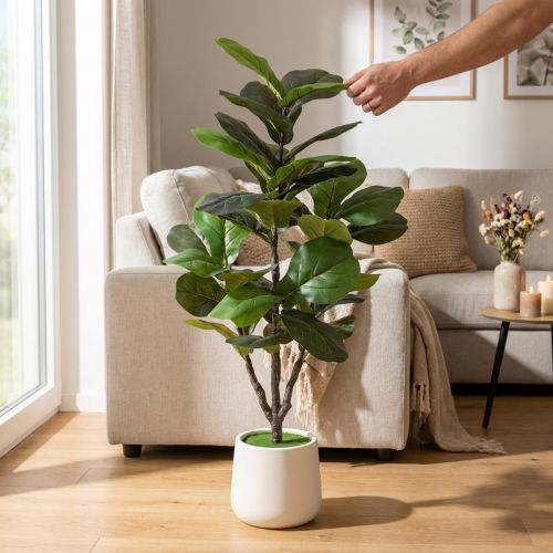 Produkt Sztuczny Ficus lyrata 120 cm dekoracyjny do salonu