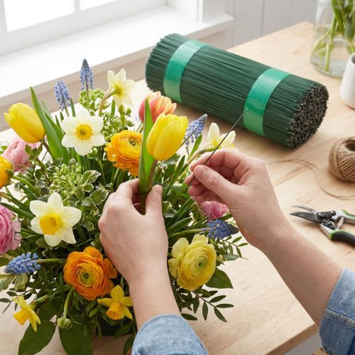 Przewód wtykowy malowany na zielono 1,0/300 mm 2,5 kg | Floristik24.pl