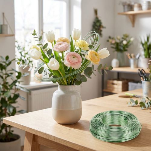 Drut aluminiowy 2mm 500g, 60m miętowo-zielony - drut do prac rękodzielniczych, dekoracji, florystyki i modelarstwa | Floristik24.pl