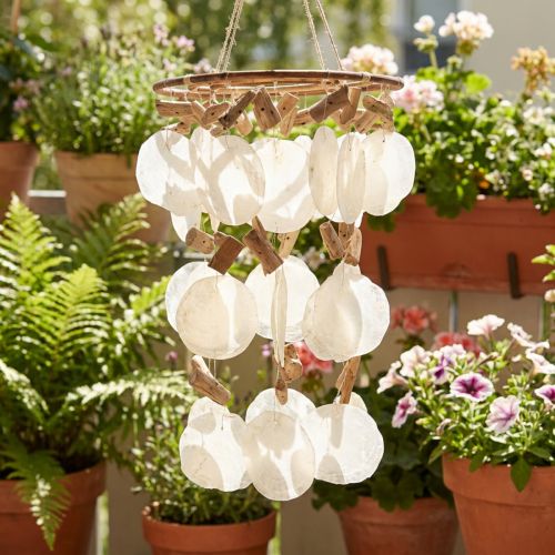 Dzwonek wietrzny Ozdoba z muszli Capiz Ø30cm W80cm | Floristik24.pl