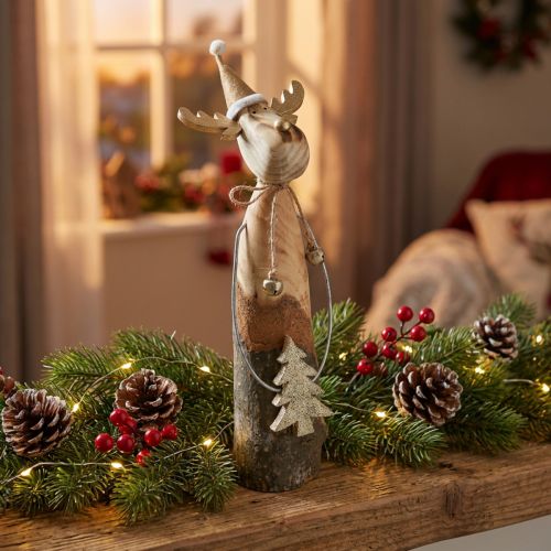 Produkt Renifer wykonany z naturalnej gałęzi z drewnem jodłowym, złoty, wys. 27 cm